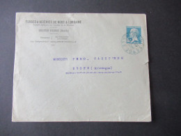 Frankreich 1920er Jahre Bläulicher Stempel Uckange (Moselle) Umschlag Forges & Acieries De Nord & Lorraine Uckange - Brieven En Documenten