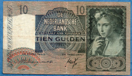 Nederland, Netherlands Type 1940 Fl 10, Shepherdess Signature Westerman-Holstein Used Folded - 10 Florín Holandés (gulden)