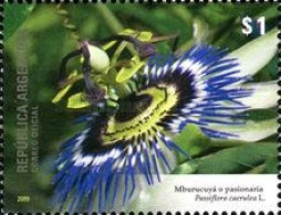 ARGENTINA - AÑO 2009 - Flora Y Fauna. Flor De La Pasionaria - Usada - Oblitérés