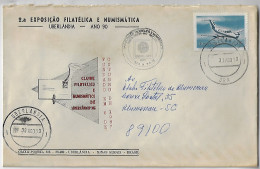 Brazil 1979 Cover Uberlandia Blumenau Stamp Airplane Embraer Xingu Commemorative Cancel Philatelic Numismatic Exhibition - Covers & Documents