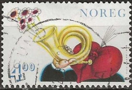 NORWAY 1999 St Valentine's Day - 4k Heart Blowing Flowers Out Of Posthorn FU - Oblitérés