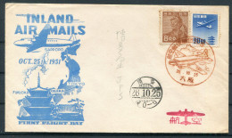 1951 Japan First Flight Inland Airmail Cover Osaka - Hakata Fukuoka  - Covers & Documents
