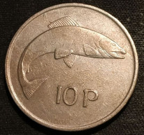 IRLANDE - EIRE - 10 PENCE 1975 - Grand Module - KM 23 - Poisson Saumon - IRELAND - Irland