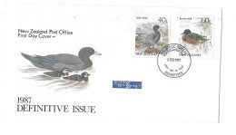 FDC Nouvelle Zélande - Oiseaux Canard Bleu 02-02-1987.. - FDC