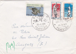 Italie --1978--Lettre  BARI Pour ANGERS (France)-- Timbres Tortue +volley Ball.....beau Cachet  20-9-1978 - 1971-80: Marcophilia