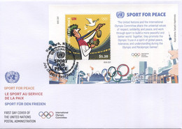 ONU New-York 2021 - Sport For Peace - IOC - Tokyo Olympic Games FDC Feuillet Souvenir - FDC