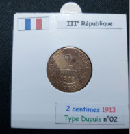 France 1913 2 Centimes Type Dupuis (réf Gadoury N°107) - 2 Centimes