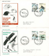 Greenland 1988;  Birds;  Set Of 4 On FDC (Populær Filateli). - FDC