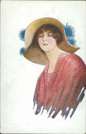 NANNI SIGNED 1910s POSTCARD - WOMAN WITH BIG HAT - N.198/1  ( 5154) - Nanni