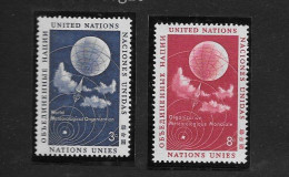 United Nations World Meteorological Organization 2 Stamps 1957 MNH. Weather Balloon WMO - Etats-Unis