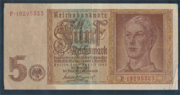 Deutsches Reich Rosenbg: 179b, 8stellige Kontrollnummer Gebraucht (III) 1942 5 Reichsmark (10288373 - 5 Reichsmark