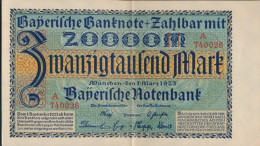 Bayern Rosenbg: BAY7a Länderbanknote Bayern Gebraucht (III) 1923 20.000 Mark (10288500 - 20.000 Mark