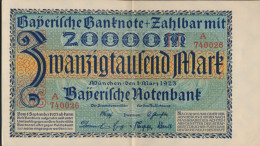 Bayern Rosenbg: BAY7a Länderbanknote Bayern Gebraucht (III) 1923 20.000 Mark (10288500 - 20000 Mark