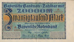 Bayern Rosenbg: BAY7a Länderbanknote Bayern Gebraucht (III) 1923 20.000 Mark (10288501 - 20.000 Mark