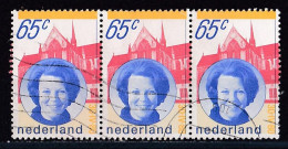 Pays Bas - 1980 - 1989  ( Béatrix )   Y&T  N °  1145   Bande De 3 Oblitéré - Gebraucht