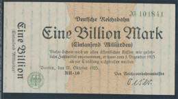 Berlin Pick-Nr: S1027 Inflationsgeld Der Deutschen Reichsbahn Berlin Bankfrisch 1923 1 Billion Mark (10288441 - 1 Billion Mark