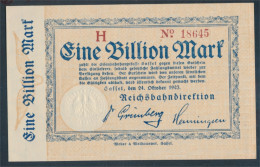 Kassel Pick-Nr: S1168 Inflationsgeld Der Deutschen Reichsbahn Cassel Bankfrisch 1923 1 Billion Mark (10288439 - 1 Biljoen Mark