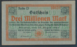 Dresden Pick-Nr: S1175 Inflationsgeld Der Deutschen Reichsbahn Dresden Gebraucht (III) 1923 3 Millionen Mark (10288424 - Andere & Zonder Classificatie