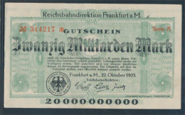 Frankfurt/Main Pick-Nr: S1222 Inflationsgeld Der Dt. Reichsbahn Frankfurt A. M. Gebraucht (III) 1923 20 Millia (10288423 - 20 Miljard Mark