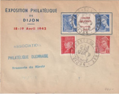 Mercure, N°407 Repiquage Exposition Dijon 1942 Sur Inter Panneau, Sur Lettre Officiel. Rare . Collection BERCK - 1938-42 Mercure