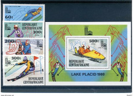 A20723)Olympia 80: Zentralafrika 632 - 635 A** + Bl 68 A** - Inverno1980: Lake Placid