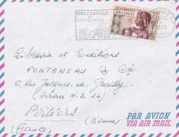 CONGO--1960-Lettre BRAZZAVILLE  Pour POITIERS (France).. Timbre Seul Sur Lettre..cachet à étoile  28-10-60 - Altri & Non Classificati