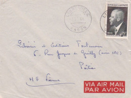 GABON-1961-Lettre LIBREVILLE  Pour POITIERS (France) Timbre Seul Sur Lettre..cachet 13-1-61 - Gabón (1960-...)