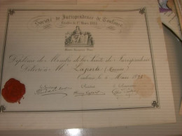 DIPLOMA SOCIETE' DE IURISPRUDENCE DE TONLOUSE 1895 - Diplômes & Bulletins Scolaires