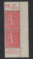 TIMBRE SEMEUSE LIGNÉE N° 199 NEUF ** En PAIRE ISSU DE CARNET Avec BANDE PUB DU DOCUMENTATION UNIQUE - Unused Stamps