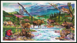 MONGOLIA 2003 FAUNA Animals From The Steppes MOOSE HOG DEER BIRD BEAVER - Fine S/S MNH - Mongolie