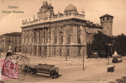 TORINO - PALAZZO MADAMA - MOVIMENTATA DA FILOBUS E CARROZZE - CARTOLINA FP SPEDITA NEL 1907 - Palazzo Madama