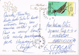 52979. Postal Aerea PAPEETE (Tahiti) Polynesie Française 1982. Vista Isla Bora-Bora. Ave, Bird - Covers & Documents
