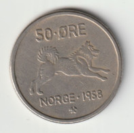 NORGE 1958: 50 Öre, KM 408 - Noruega