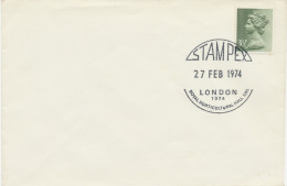 GB SPECIAL EVENT POSTMARKS 1974 STAMPEX LONDON ROYAL HORTICULTURAL HALL S.W.I. - Brieven En Documenten