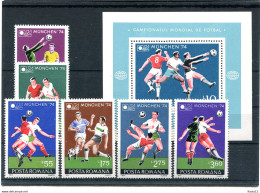 A49851)Fussball WM 1974: Rumaenien 3203 - 3208** + Bl 114** - 1974 – Alemania Occidental