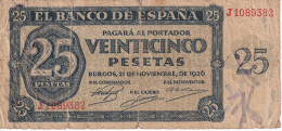 BILLETE DE ESPAÑA DE 25 PTAS DEL 21/11/1936 SERIE J (BANKNOTE) - 25 Peseten