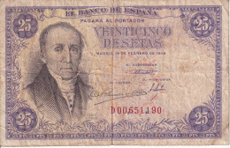 BILLETE DE ESPAÑA DE 25 PTAS DEL 19/02/1946 SERIE D (BANKNOTE) - 25 Pesetas