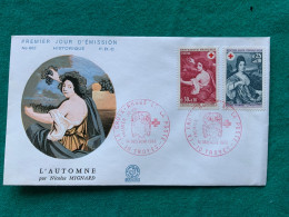 FRANCIA -  LA CROCE ROSSA E LA POSTA   - N.MIGNARD -  FDC  1968 - Brieven En Documenten