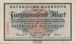 Bavaria Rosenbg: BAY8 Länderbanknote Bavaria Used (III) 1923 50.000 Mark - 50000 Mark