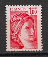 FRANCE - 1977 - N°YT. 1972a - Sabine 1fr Rouge - Sans Phosphore - Signé Calves - Neuf Luxe ** / MNH / Postfrisch - Nuovi