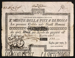 Stato Pontificio Cedola Da 17 Scudi Sacro Monte Della Pietà Di Roma  01 02 1792 Naturale R2 Lotto.2990 - [ 9] Verzamelingen