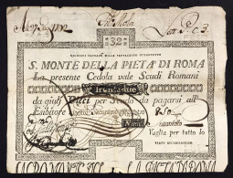 SACRO MONTE DI PIETA' ROMA 15 01 1798 32 SCUDI Bell'esemplare Q.bb LOTTO 3107 - [ 9] Verzamelingen