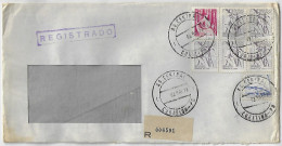 Brazil 1979 Registered Windowed Cover From Curitiba 7 Definitive Stamp Profession Rubber Tapper Cane Cutter Jangadeiro - Covers & Documents