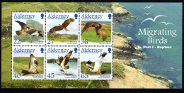 2002 Alderney, Uccelli Migratori Foglietto, Serie Completa Nuova (**) - Alderney