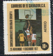 EL SALVADOR 1977 AEREO AIR POST MAIL AIRMAIL CENTRAL AMERICAN OLYMPIC GAMES SAN BASKETBALL 10c USED USATO USADO - Salvador