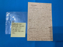 LETTERA AUTOGRAFO GENERALE GIACOMO MEDICI GARIBALDINO 17^DIVISIONE ESERCITO MERIDIONALE 1861. - Politicians  & Military