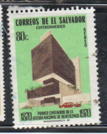 EL SALVADOR 1970  AEREO AIR POST MAIL AIRMAIL LOTTERY 80c USED USATO USADO - Salvador