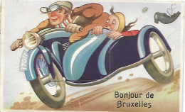 BELGIQUE - CARTE A SYSTEMES - 10 VUES -  SIDE- CAR -  BONJOUR DE BRUXELLES - Motociclismo