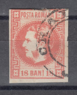 Romania 1868 Prince Carol I, 5 B Brick-red - Vf Used (e-50) - 1858-1880 Moldavië & Prinsdom