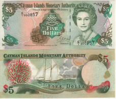 CAYMAN 5 Dollars  P22a  Dated 1998   ( Queen Elizabeth II  - Sail Ship At Back ) - Islas Caimán